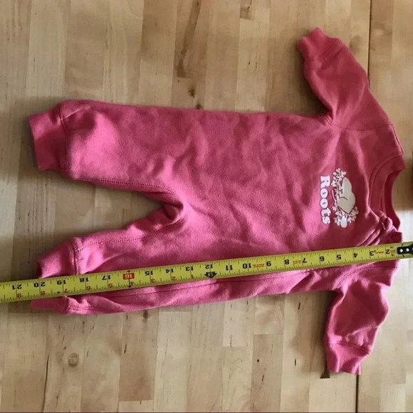 ROOTS Canada Baby Infant Pink Fleece Sweater Zip One Piece Sz 3 - 6 Months S - Picture 5 of 9